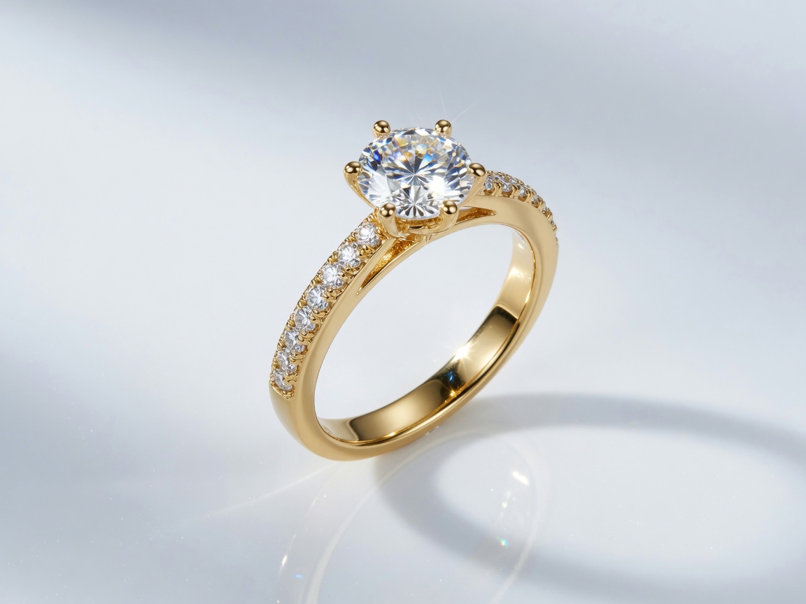 Solitaire ring, metal and fire — after